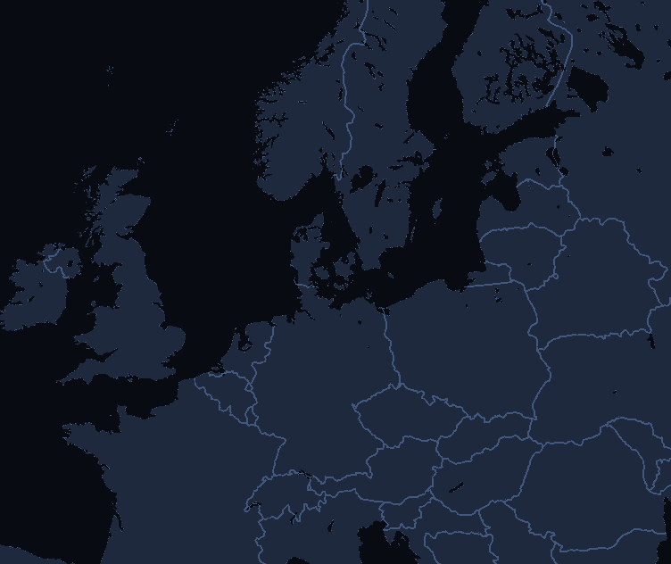 Mapa Europy z lokalizacjami serwerów Gamehost
